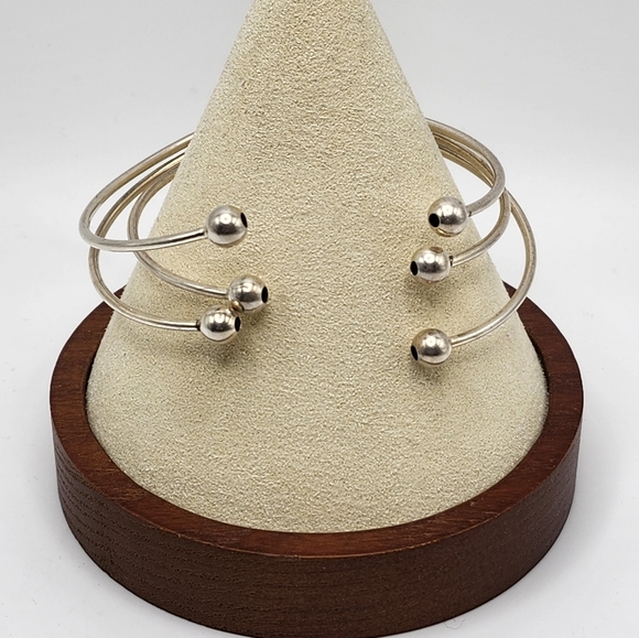 Italy 925 three bracelets trio connected in back Adjustable! STERLING SILVER 3 - Picture 2 of 9